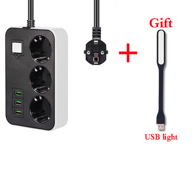 ЕС гнездо с 3 USB зареждания за телефони IPAD адаптер 2500 W EU RUS щепсел за разклонител 250 V корейски интелигентен щепсел 1.8M удължителен кабел