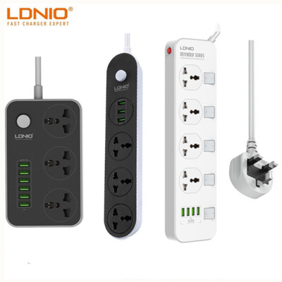 LDNIO 2020 EU/ UK/ US/ plug power board switch 4 sockets 4 USB Electrical Socket plug-in board 2M line cable surge protector