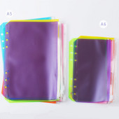 2 τεμ. 6 οπών Binder Πολύχρωμες τσέπες File Organizer Αποθήκευση Διάφανο PVC A5/A6 Loose Leaf Θήκη με φερμουάρ Binder Document