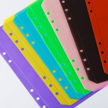 2бр. Подвързващо устройство с 6 дупки Многоцветни джобове Органайзер за файлове Съхранение Прозрачен PVC A5/A6 Калъф за свободни листа Подвързващ документ с цип
