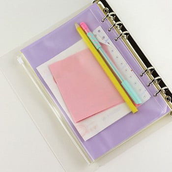 A5/A6/A7 Binder Loose Leaf PVC Τσάντα αποθήκευσης Διαφανές αυτοκόλλητο Κάρτες εισιτηρίων Χρήματα σε μετρητά Σταθερή τσάντα οργάνωσης με φερμουάρ