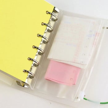 A5/A6/A7 Binder Loose Leaf PVC Τσάντα αποθήκευσης Διαφανές αυτοκόλλητο Κάρτες εισιτηρίων Χρήματα σε μετρητά Σταθερή τσάντα οργάνωσης με φερμουάρ