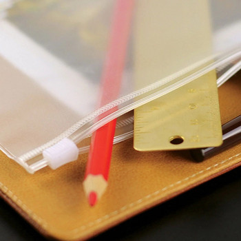 A5/A6/A7 Подвързващо листове PVC чанта за съхранение Прозрачни стикери Билети Карти Пари в брой Стационарна чанта-органайзер с цип