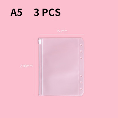 A5/A6/A7 segtuvas Laisvų lapų PVC laikymo maišelis Skaidrus lipdukas Bilietų kortelės Grynieji Pinigai Stacionarus užtrauktuku Tvarkyklės krepšys