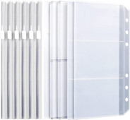 6 dalių A6 segtuvų kišenės su užtrauktuku Asmeninių rodyklės kišenės 6 žiedų segtuvų plastikinės kišenės su užtrauktuku / 6 žiedų nešiojamojo kompiuterio maišelis