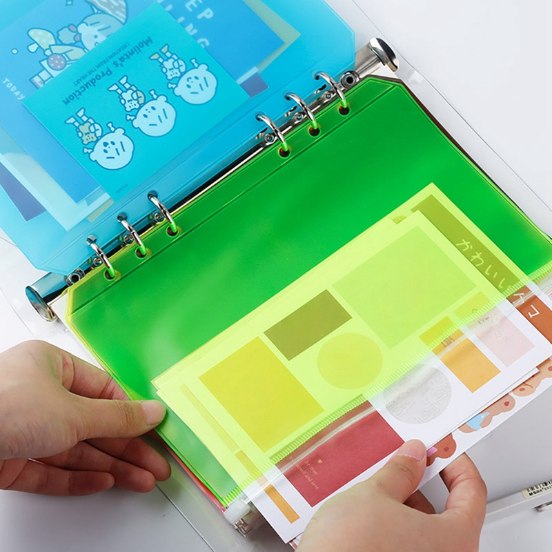 Джобове за класьори A5/A6 PVC чанта за класьори, цветни папки с цип за 6 пръстена, калъф за класьори, чанти за документи