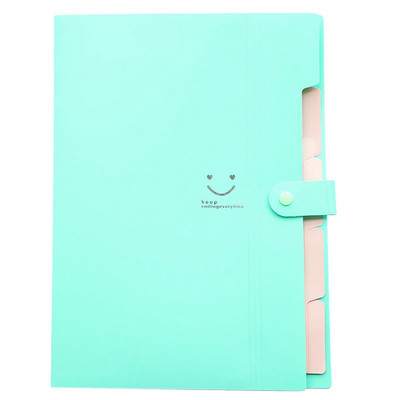 Плътен цвят A4 Разширяващ се държач за файлове Бутон за закопчаване PVC документи Джобна торбичка за файлове Чанта за файлове Офис канцеларски материали Органайзер за бюро