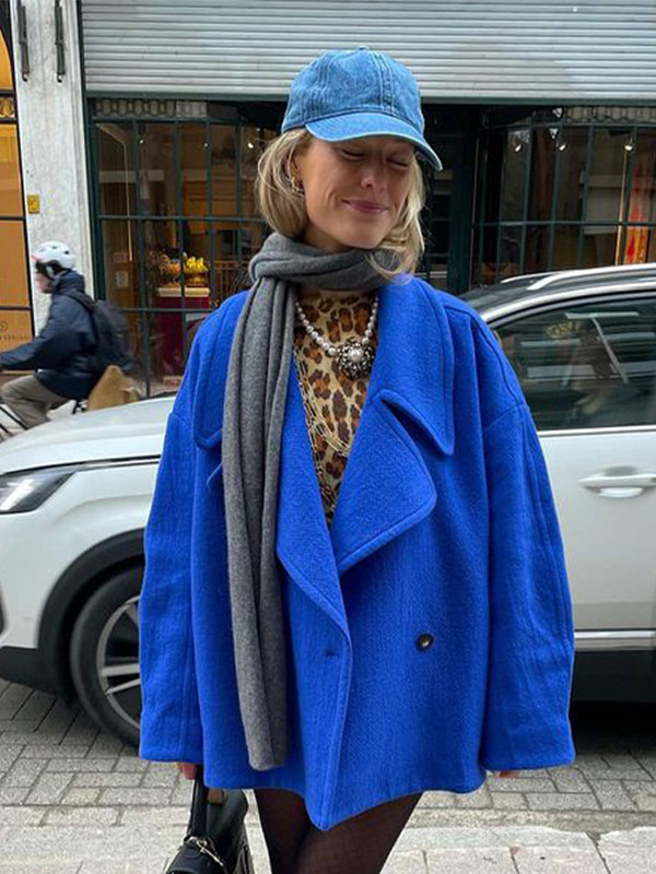 Ühevärvilised reväärkrae, paksud jakid, naiste lahtised pikkade varrukatega soojad mantlid 2023. aasta sügistalvine šikk ülisuured naiste ülerõivad