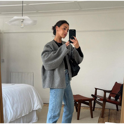 Cardigan scurt cu nasturi de culoare solidă, haină pentru femei, cu decolteu în V, cu mânecă lungă, jachetă largi Top 2023, moda de toamnă, îmbrăcăminte de stradă pentru femei