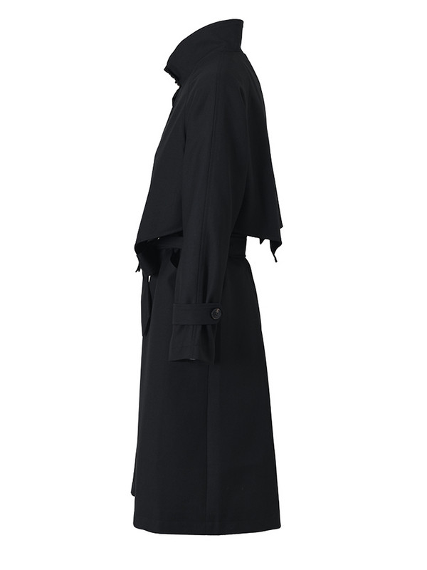 [EAM] Дамска черна ветровка с копчета на гърба, голям размер, нова ветровка с дълги ръкави и ревери, модна пролет, есен 2023 г. 17A599