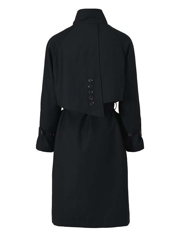 [EAM] Дамска черна ветровка с копчета на гърба, голям размер, нова ветровка с дълги ръкави и ревери, модна пролет, есен 2023 г. 17A599