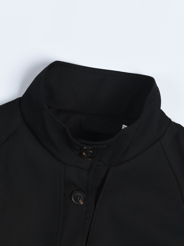 [EAM] Дамска черна ветровка с копчета на гърба, голям размер, нова ветровка с дълги ръкави и ревери, модна пролет, есен 2023 г. 17A599