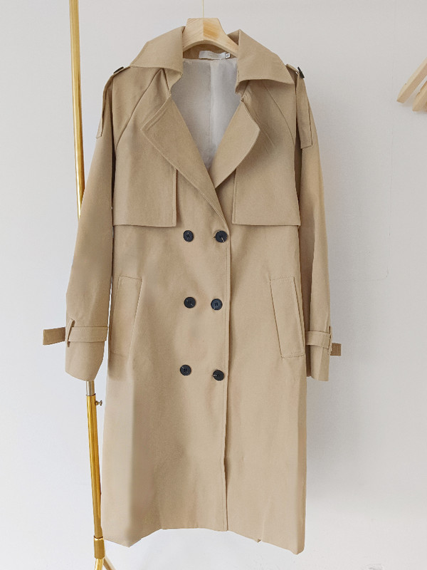 Зимни дрехи Дамски 2023 г. Едноцветни ревери Двуредови копчета Дълга ветровка Дамско работно яке Тренчкот за жени Топове Палто