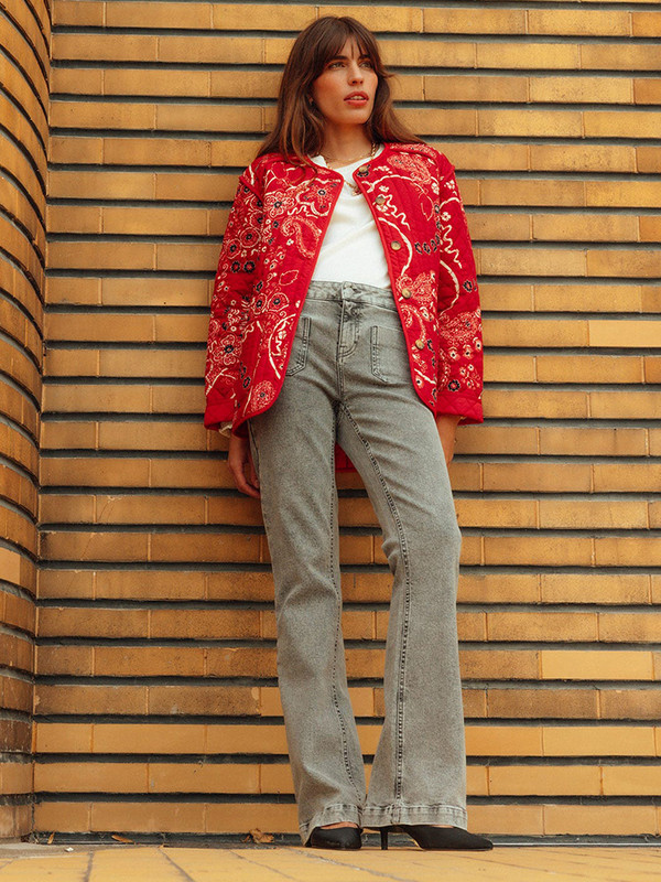 Retro Patchwork Print Naiste puuvillane mantel, tasku pikkade varrukatega, üherealine O-kaelusega naiste jope, sügistalv, soojad naiste mantlid