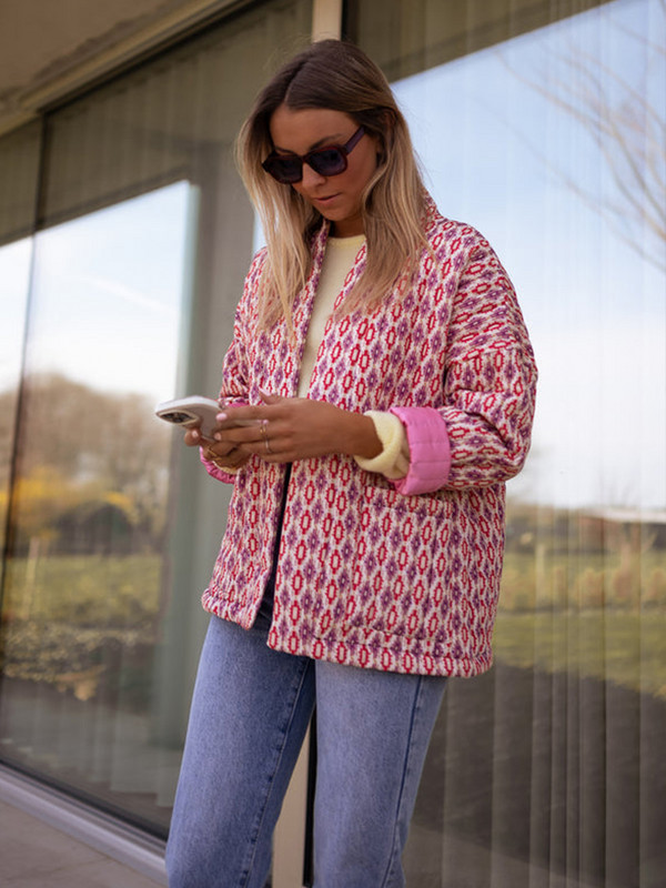 Модна ватирана жилетка с щампи за жени 2023 Есен Зима Памучни якета с дълъг ръкав Дамски дебели топли улични връхни дрехи