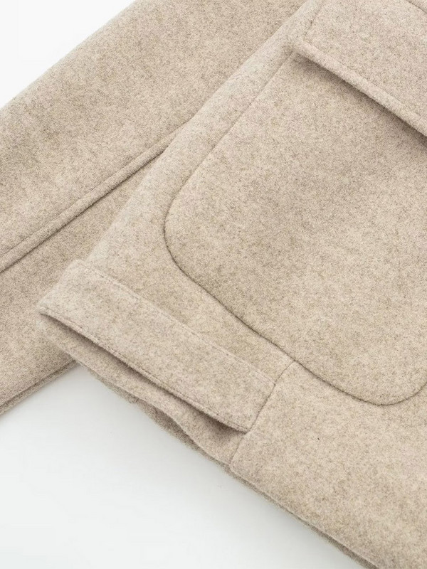 Vunena jakna Ženska jesen 2023. Elegantni ženski kaput dugih rukava s dugmadima Normcore Ženska gornja odjeća sa samostojećim ovratnikom