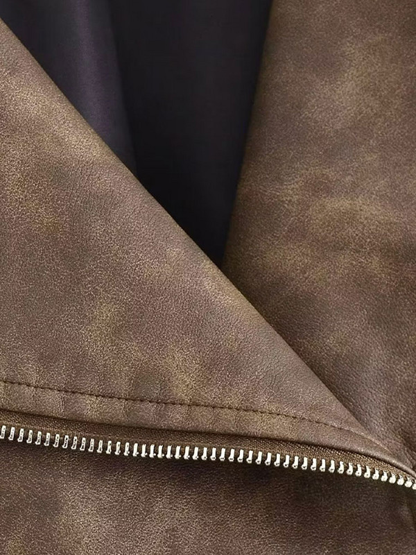 Modna kožna jakna Ženske s remenom Vintage gradijent spuštenim ovratnikom Kratki kaputi Ženske motociklističke gotičke trkaće jakne