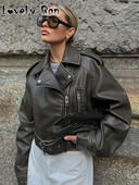 Μόδα Γυναικεία Μπουφάν Bomber με Ζώνη Ανοιξιάτικο Μακρυμάνικο Μπουφάν Δερμάτινα Μπουφάν Γυναικείο Μπουφάν High Street Biker Racing