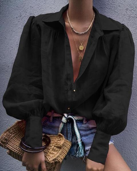 Uus Euroopa ja Ameerika vaba pikkade varrukatega ülikonna kraega särk naistele vabaaja õhuke pluus