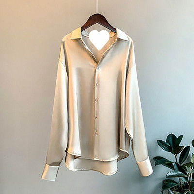 Prantsuse kontori naiste elegantne särk Sügis siidist naiste rõivad Vintage pikkade varrukatega topid Mood lahtine šikk suures suuruses ülesärk