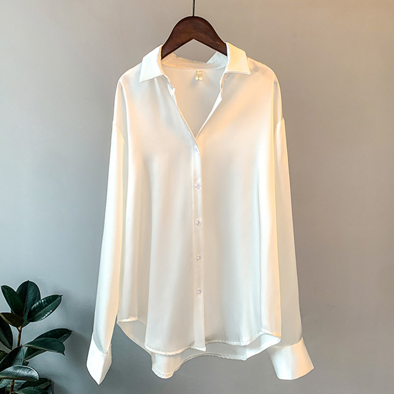 Prantsuse kontori naiste elegantne särk Sügis siidist naiste rõivad Vintage pikkade varrukatega topid Mood lahtine šikk suures suuruses ülesärk