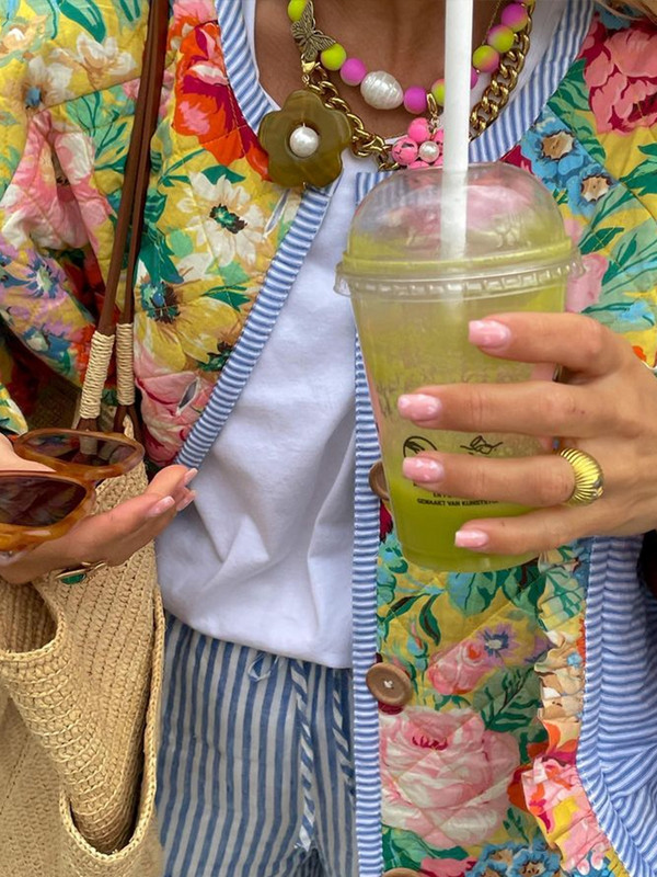 Moodne roosi, lilledega trükitud jope, naine 2023, sügise varrukatega šikk mantlid, naiste High Street, üherealised lillelised ülerõivad