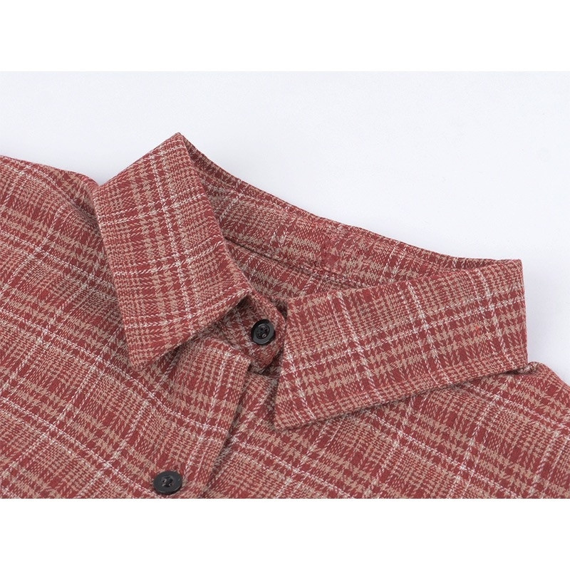 Ženske bluze s jednim kopčanjem, s prorezima sa strane, slobodno vrijeme, karirane široke harajuku korejske retro BF šik majice popularne za tinejdžere