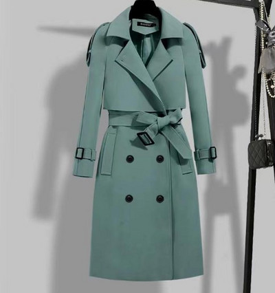 Есенен корейски тренч за жени, плътни дълги палта с регулируема талия, зимни дрехи, големи размери, якета за офис дами, ветровки