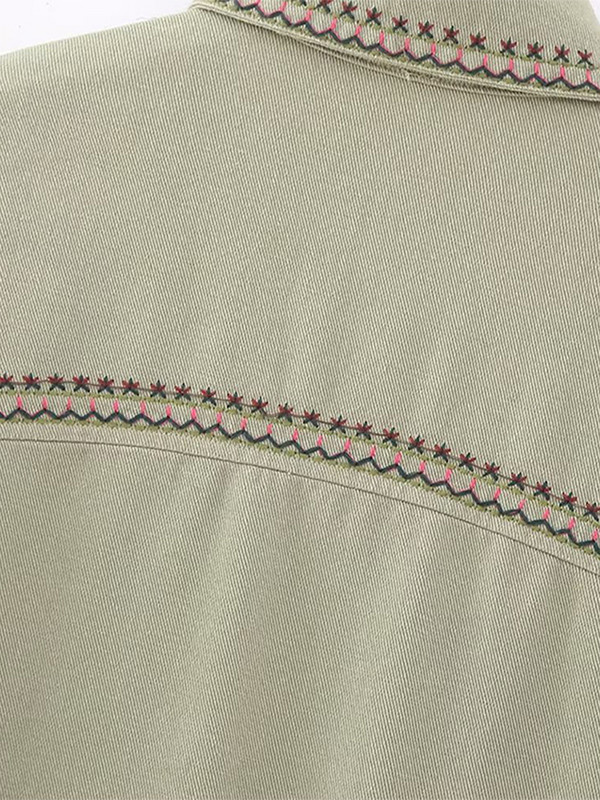 Модни тънки ризи с бродирани якета Дамски есенни 2023 г. Луксозни палта с дълги ръкави Дамски есенни елегантни горни дрехи с обърната яка