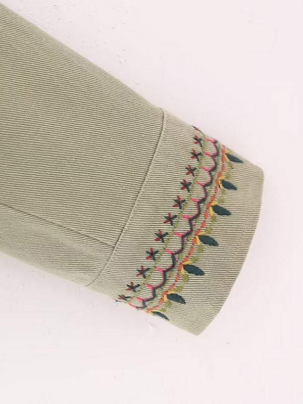 Модни тънки ризи с бродирани якета Дамски есенни 2023 г. Луксозни палта с дълги ръкави Дамски есенни елегантни горни дрехи с обърната яка