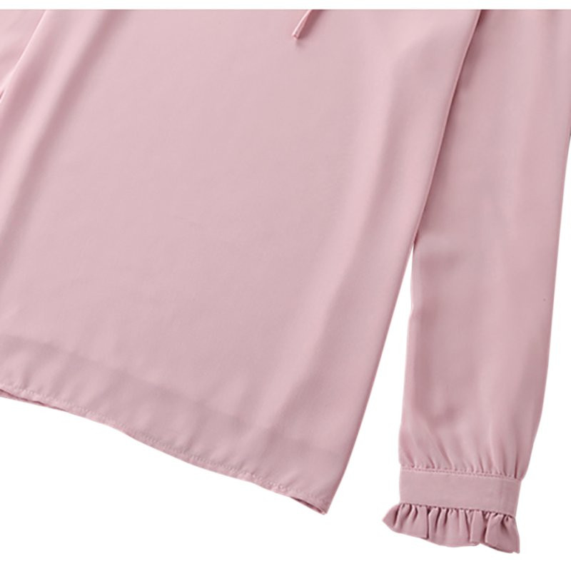 Cămăși albastre pentru femei de primăvară, cu mânecă lungă, cu guler în picioare, cu fundă, bluze elegante pentru femei, bluză din șifon, topuri, îmbrăcăminte de birou la modă