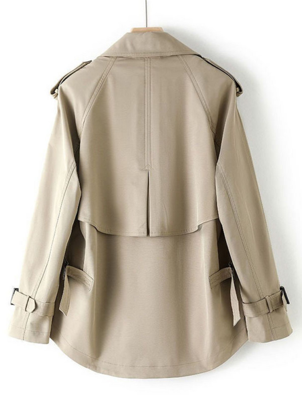 Къса ветровка Дамска мода пролет есен 2023 г. Каки розов черен тренч Нови свободни палта Дамско двуредно връхно облекло