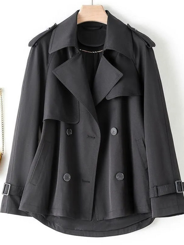 Къса ветровка Дамска мода пролет есен 2023 г. Каки розов черен тренч Нови свободни палта Дамско двуредно връхно облекло