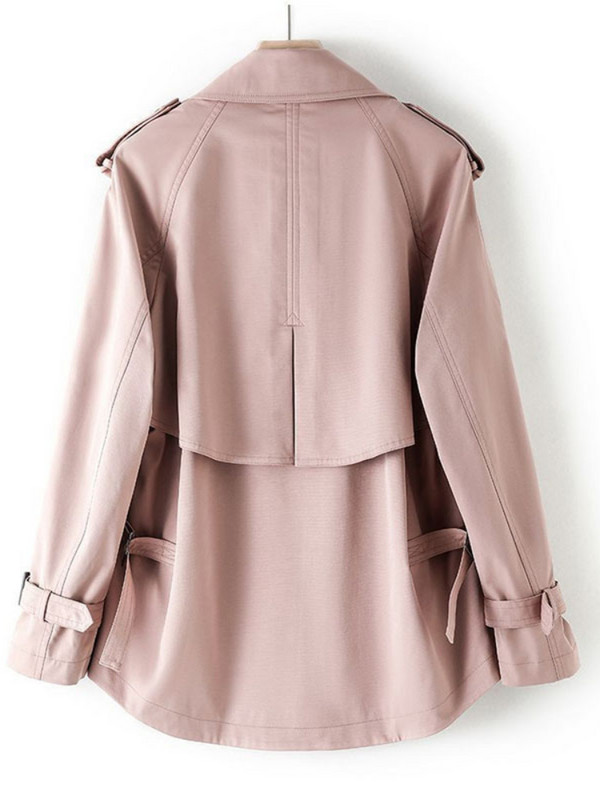Къса ветровка Дамска мода пролет есен 2023 г. Каки розов черен тренч Нови свободни палта Дамско двуредно връхно облекло