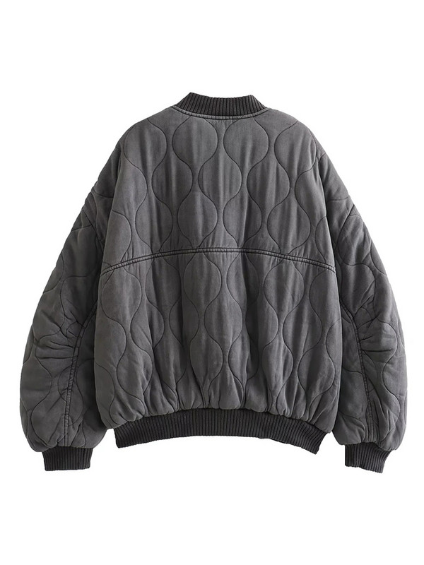 Унисекс удебелено бомбардировъчно яке Дамско памучно палто есен 2023 Есен Зима с копчета с дълъг ръкав Свободно топло дамско облекло