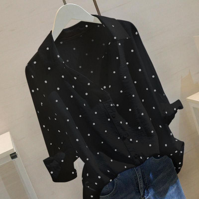 Μακρυμάνικα Λευκά πουκάμισα Γυναικεία Streetwear Μπλούζα γραφείου Κομψά μπλουζάκια με τύπωμα γυναικείας καρδιάς ανοιξιάτικα γυναικεία πουκάμισα σιφόν Κορεατική μόδα