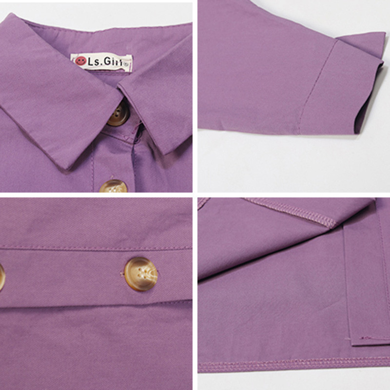 Блузи Дамски ризи с дълъг ръкав Пролет Harajuku Свободна отложна яка Едноцветен шик Свободно време BF Vintage Лилаво Свободно Универсално Ново