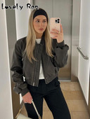 Ανοιξιάτικο γιακά PU Δερμάτινα μπουφάν με φερμουάρ Γυναικεία 2023 High Street Cropped παλτό Gothic γυναικεία αγωνιστικά μπουφάν