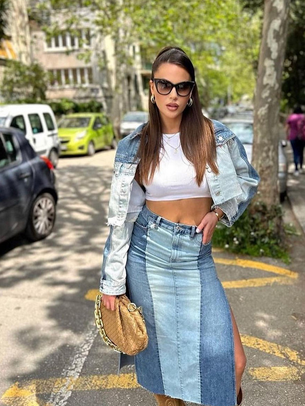 Пролетни извънгабаритни дамски дънкови изрязани якета Модни Y2k къси състезателни якета Дамско бомбардировъчно яке с джоб Шикозни палта Streetwear