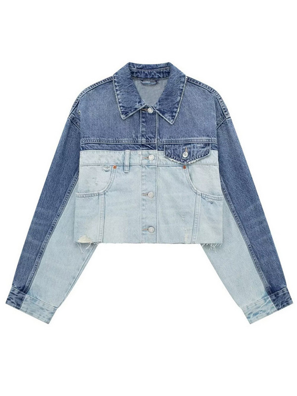 Пролетни извънгабаритни дамски дънкови изрязани якета Модни Y2k къси състезателни якета Дамско бомбардировъчно яке с джоб Шикозни палта Streetwear