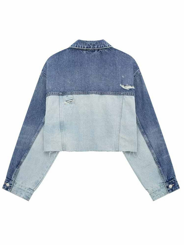 Пролетни извънгабаритни дамски дънкови изрязани якета Модни Y2k къси състезателни якета Дамско бомбардировъчно яке с джоб Шикозни палта Streetwear