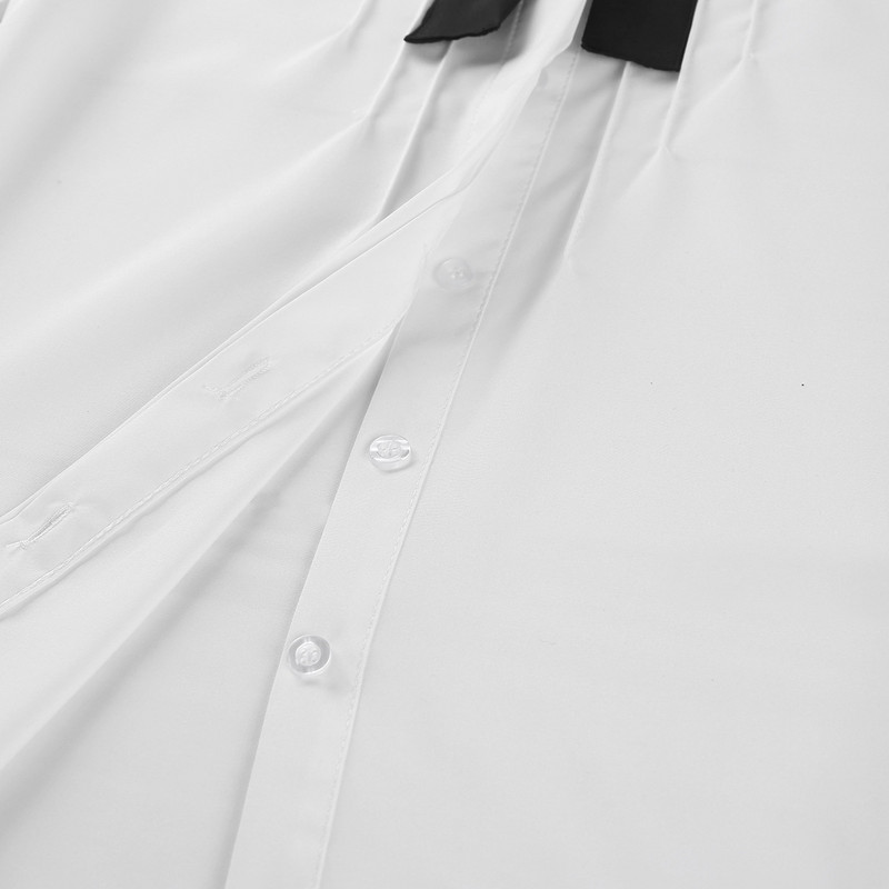 iiniim Жени, момичета, пролетни ризи, горнища с дълги ръкави, бебешка отложна яка, риза с копчета и блузи с подвижен бантик