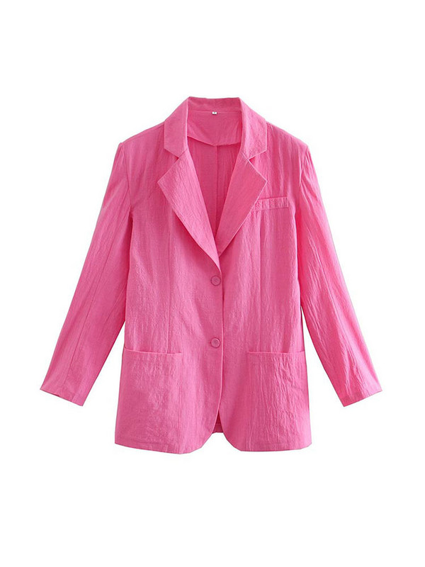 Шик офис дама, едноредно блейзър Дамски модни плътни палта с отложна яка, Дамски връхни дрехи с дълъг ръкав, Стилни топове