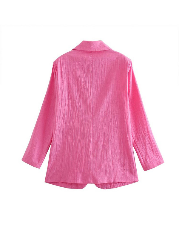 Шик офис дама, едноредно блейзър Дамски модни плътни палта с отложна яка, Дамски връхни дрехи с дълъг ръкав, Стилни топове