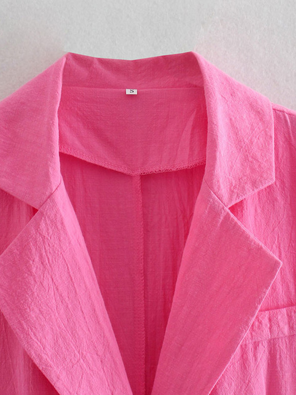 Шик офис дама, едноредно блейзър Дамски модни плътни палта с отложна яка, Дамски връхни дрехи с дълъг ръкав, Стилни топове