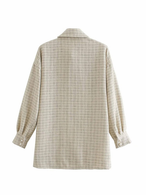 Elegantna šik jakna s otvorenim ovratnikom i džepovima Ženska vintage kaput od tvida s malim mirisom Proljeće Jesen Ležerna gornja odjeća za žene