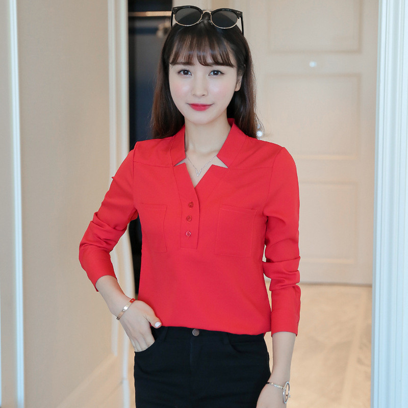 Дамски топове и блузи Летни шифонени корейски дамски професионални дрехи Бяла блуза Дамски ризи Mujer De Moda 2019 Blusas