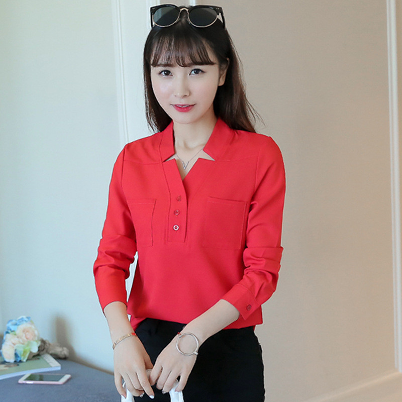 Дамски топове и блузи Летни шифонени корейски дамски професионални дрехи Бяла блуза Дамски ризи Mujer De Moda 2019 Blusas