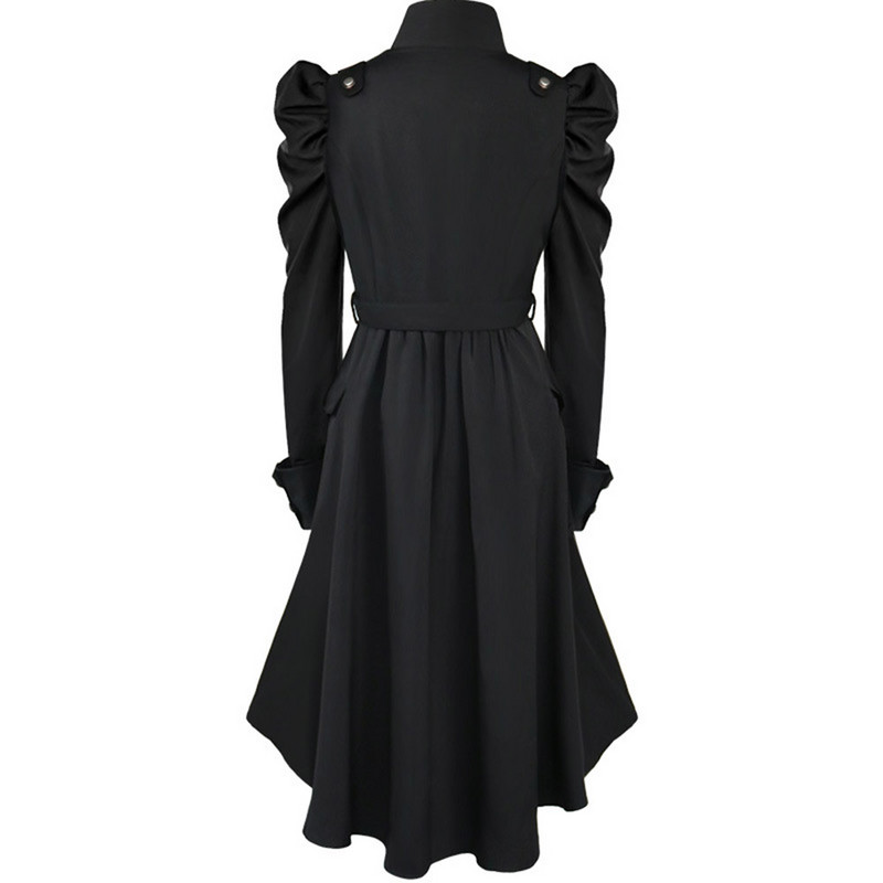2023 Gotički kaput u britanskom stilu za žene Srednjovjekovni steampunk jednobojna haljina s nepravilnim samostojećim ovratnikom Ženska gornja odjeća za Noć vještica