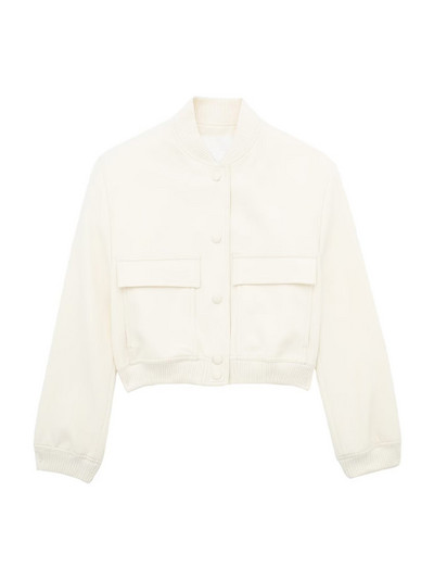 Γυναικεία μόδα TRAF με τσέπες Cropped Bomber Jacket Vintage μακρυμάνικο μπροστινό κουμπί Γυναικεία πανωφόρια κομψά μπλουζάκια